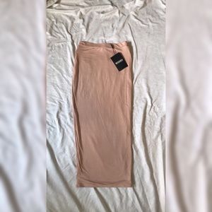 Beige bodycon midi skirt